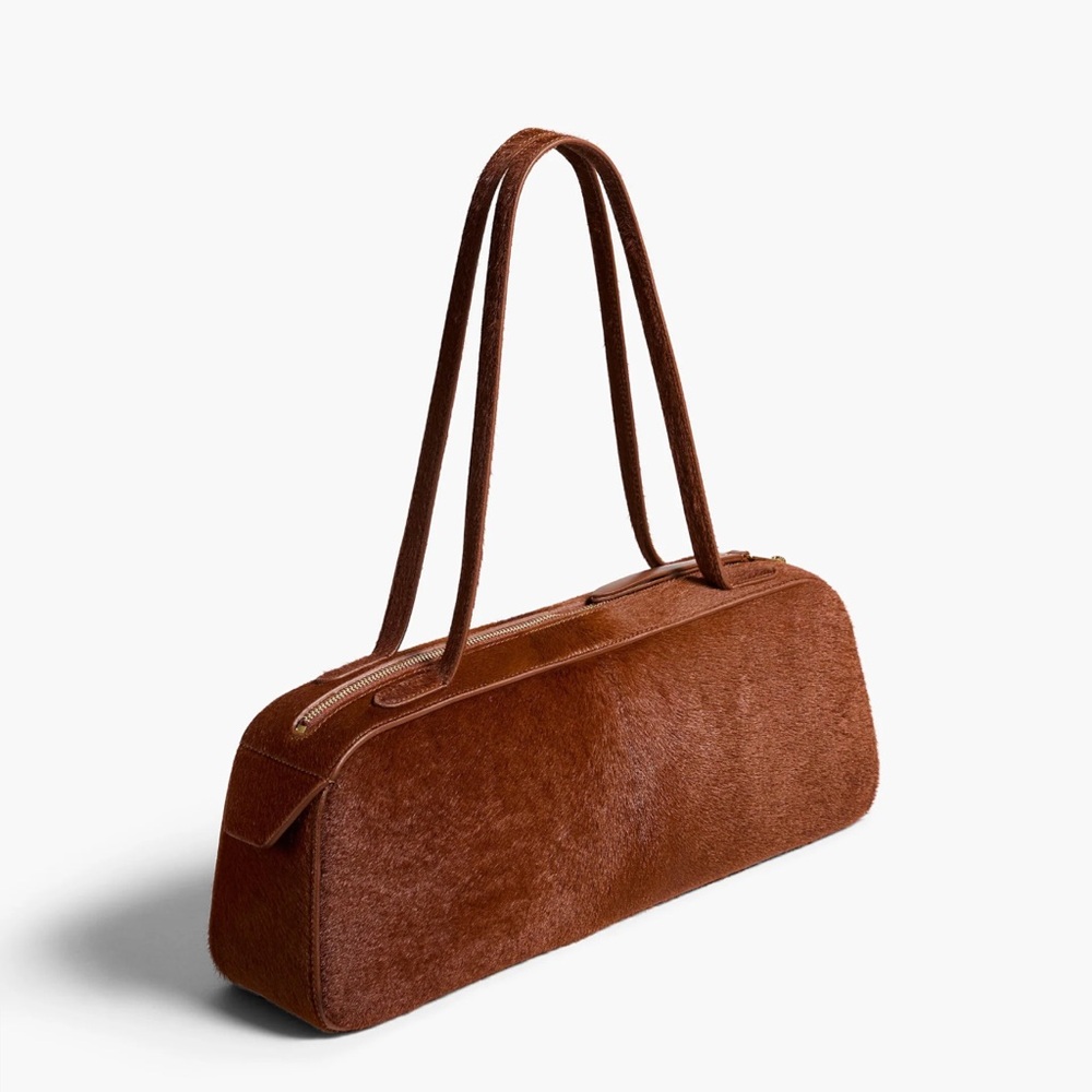 KHAITE Simona Shoulder Bag in Rust Haircalf